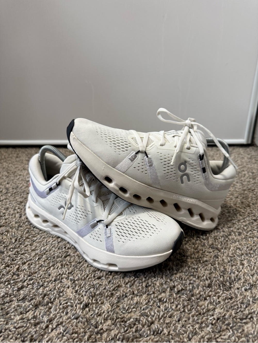 On Running Women’s Athletic Sneakers in White with Light Gray Accents